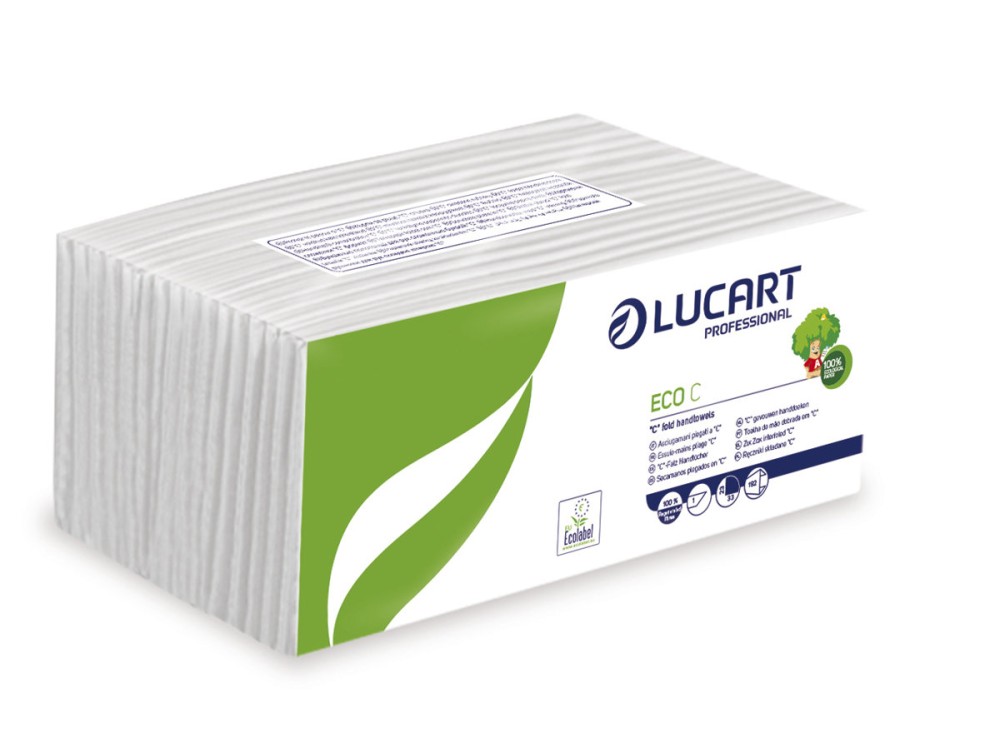 Asciugamani Eco con Piegatura a "C", 3840 Pezzi, 100% Carta Riciclata Rigenerata