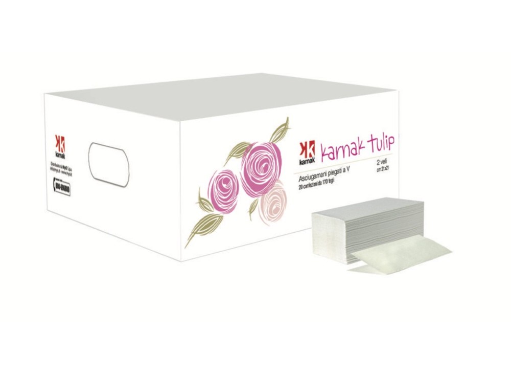 Asciugamani Tulip con Piegatura a "V", 100% Pura Cellulosa