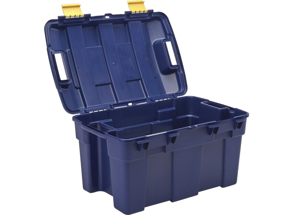 Baule Portaoggetti Banker Box con Coperchio e Maniglie, in Plastica al 95% Riciclata, Capacità 40 L, Colore Blu con Mors