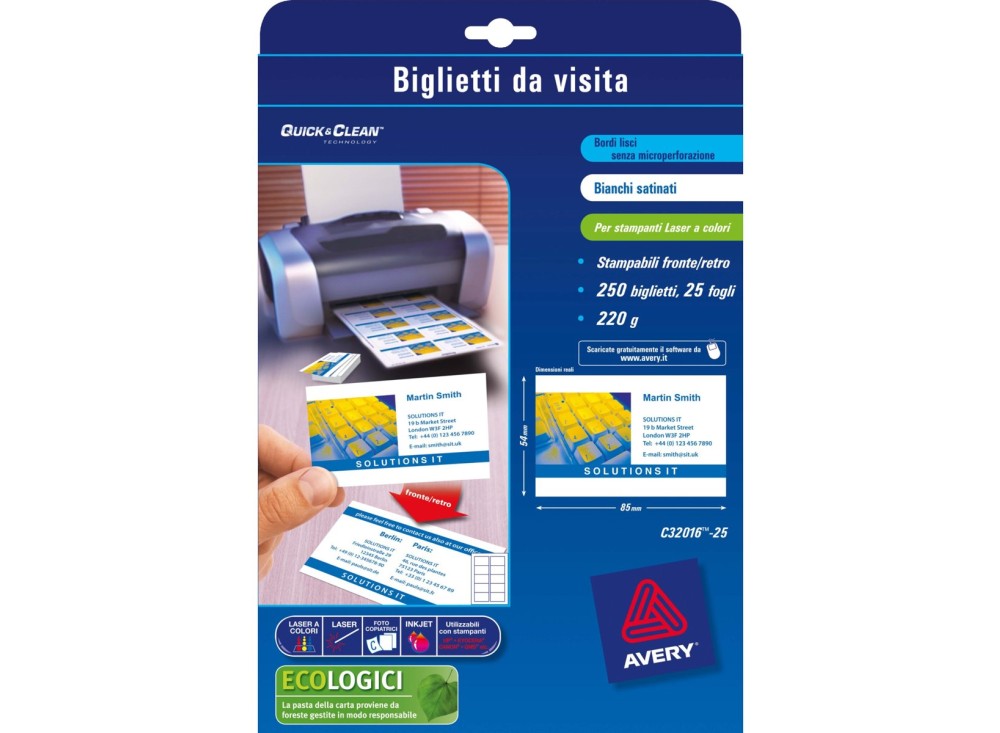 Biglietti da Visita Avery Personalizzabili, Disponibili in Diverse Grammature