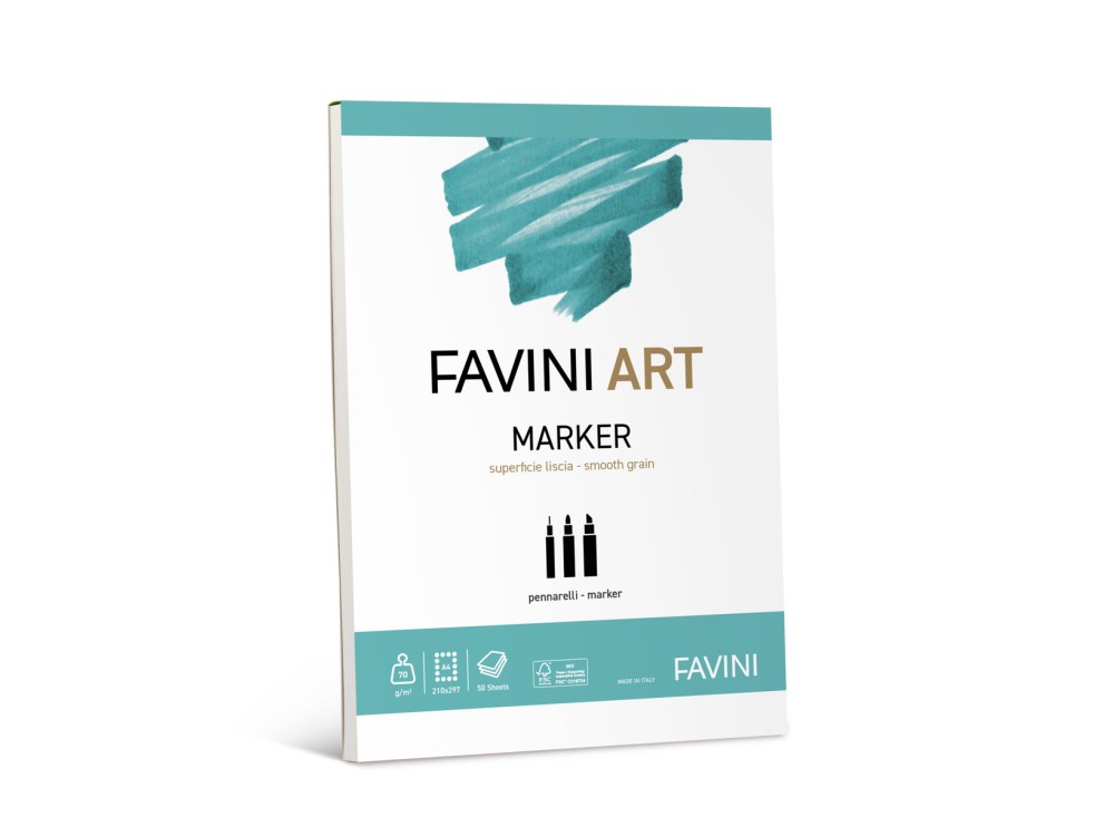 Blocco Art Marker, per Pennarello, Collato, gr 70, A4, 50 Fogli