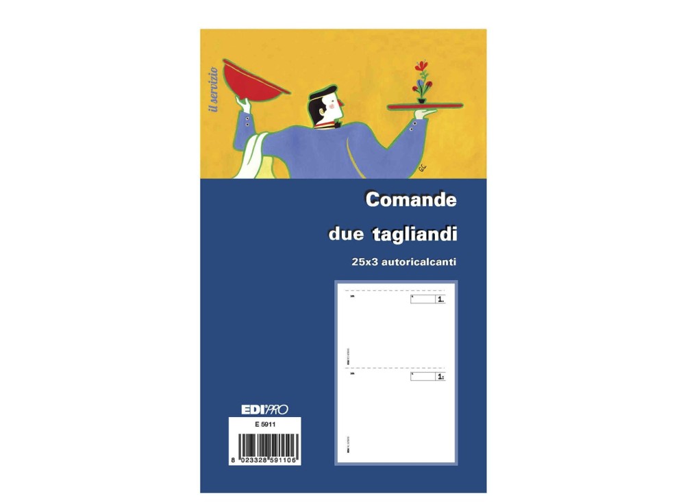 Blocco Comande 2 tagliandi 25×3 autoricalcante Formato 17×9,9