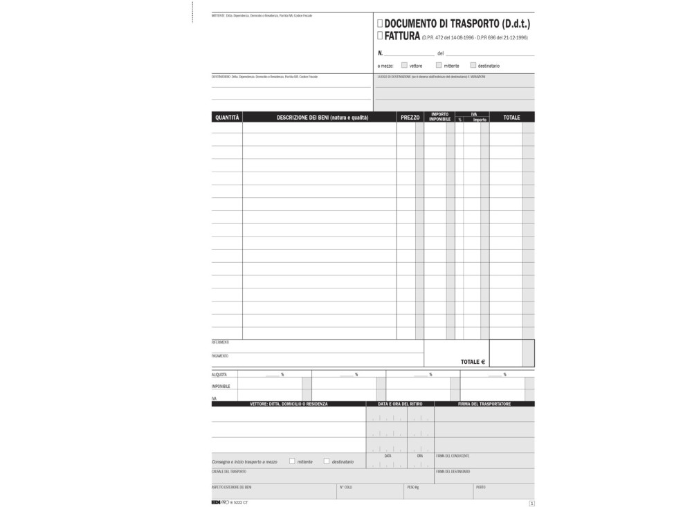 Blocco Fatture Integrate con DDT, 21x29,7 Cm, 33x3 Copie