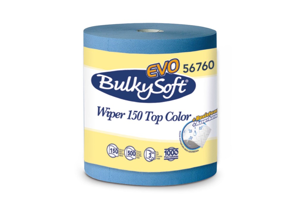 Bobina Asciugatutto 3 Veli, Colore Blu, 500 Strappi di Grande Dimensione, cm 30x26 cad.