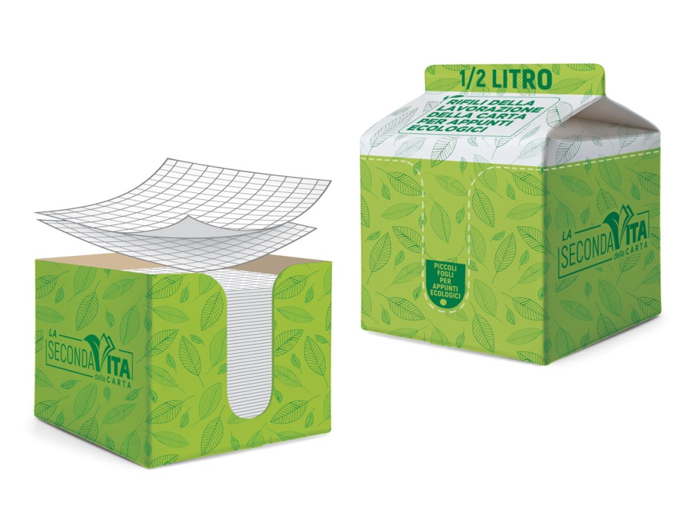 Box di Foglietti per Appunti, Capacità Mezzo Litro, Derivanti da Rifili della Lavorazione dei Quaderni 0832505