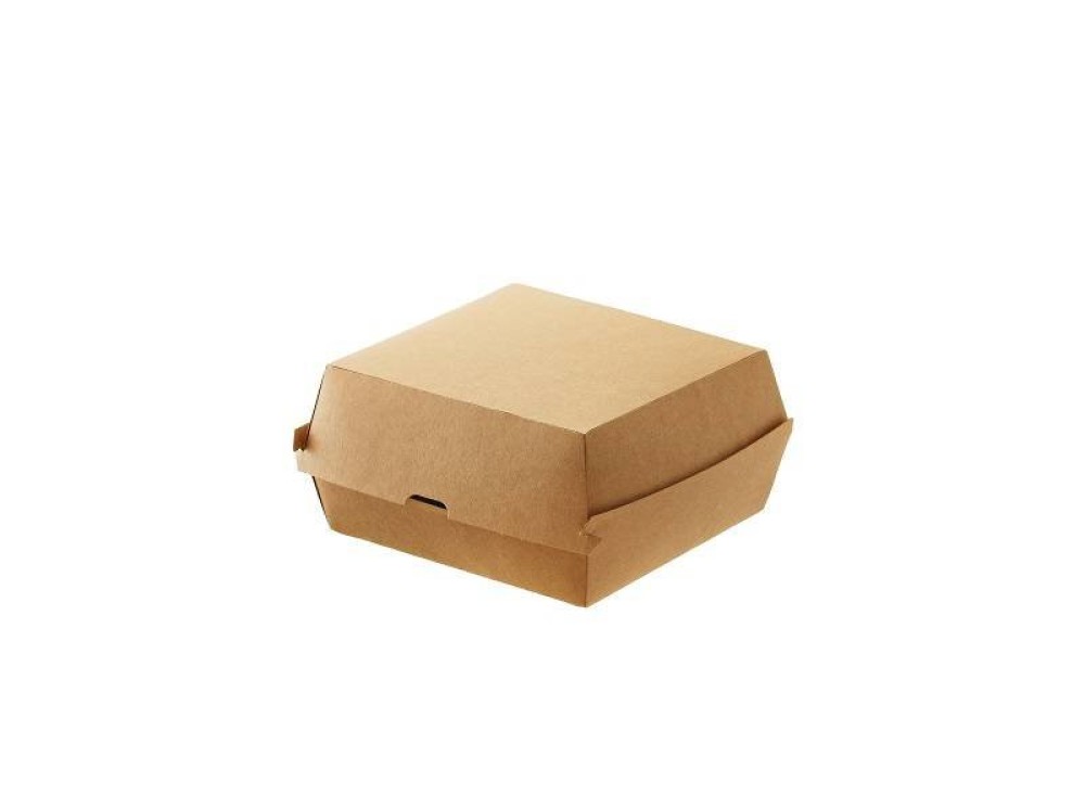 Box Hamburger Portapanino Compostabile, Colore Avana, cm 16x16x9