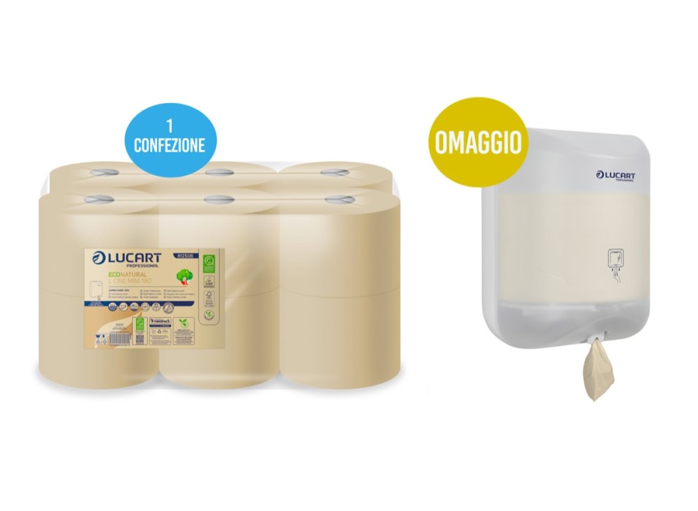 Bundle Carta Igienica Jumbo Econatural L-One Mini 180, 12 Rotoli