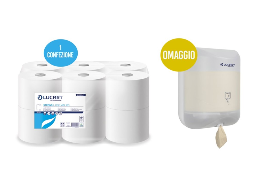 Bundle Carta Igienica Jumbo Strong L-One Mini 180, 12 Rotoli