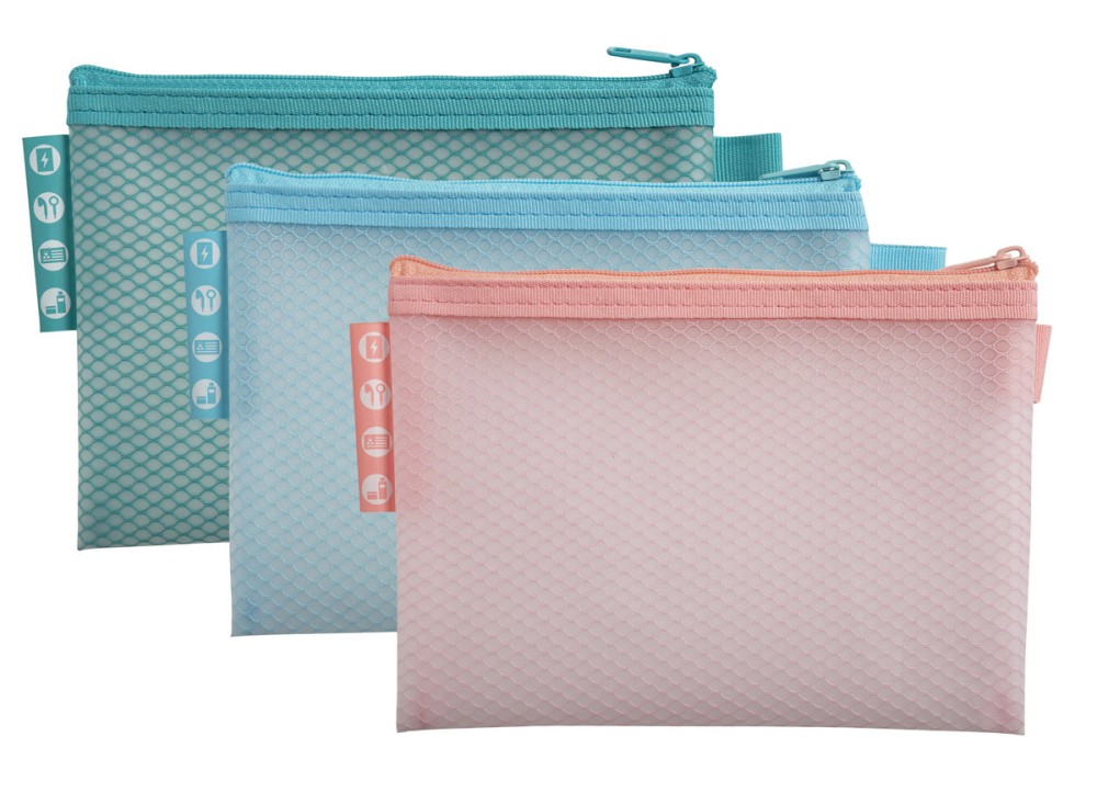 Buste con Zip Chromaline Pastel, Impermeabili, Colori Assortiti Pastello, Vari Formati