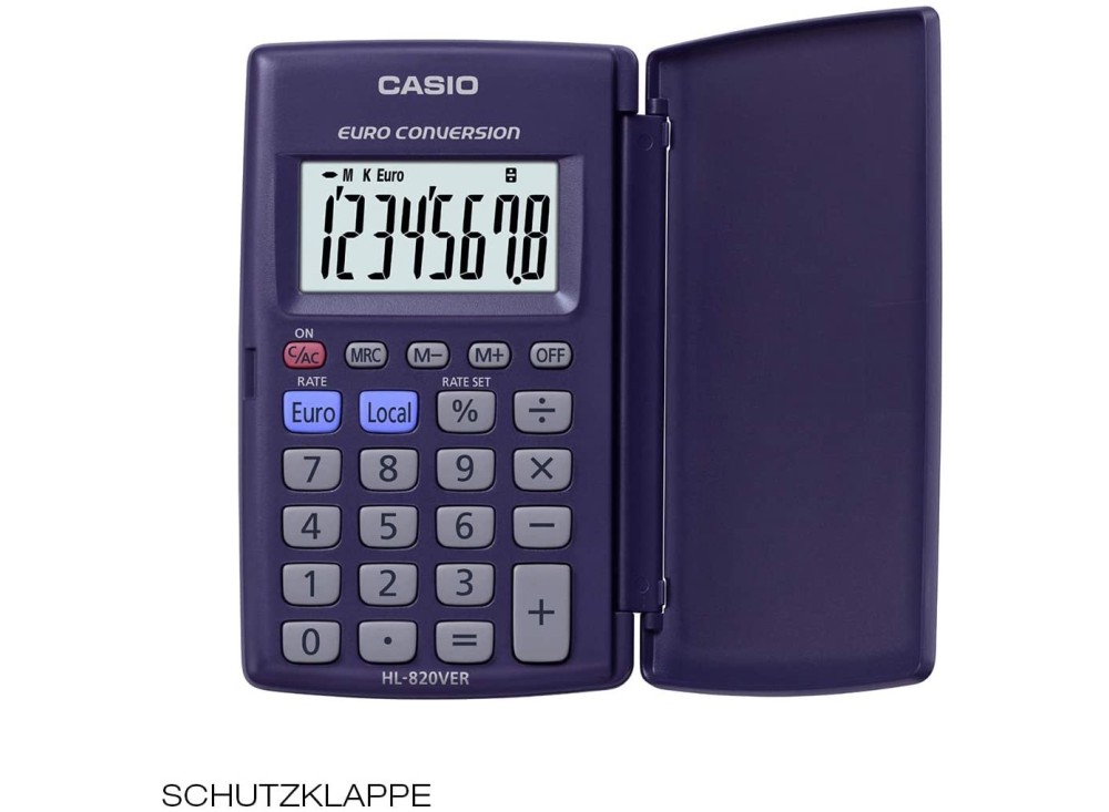 Calcolatrice ad 8 Cifre Tascabile Compatta Modello Hl-820Ver, Doppia Alimentazione EX10001909