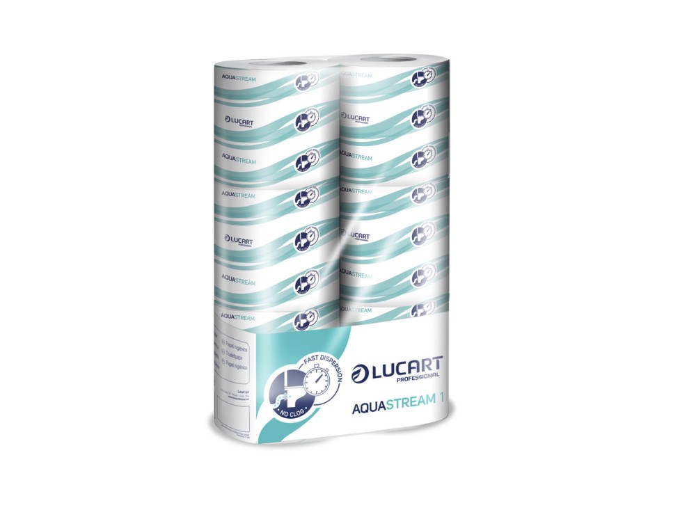 Carta Igienica Fascettata Aquastream, 100% Pura Cellulosa, 6 Rotoli