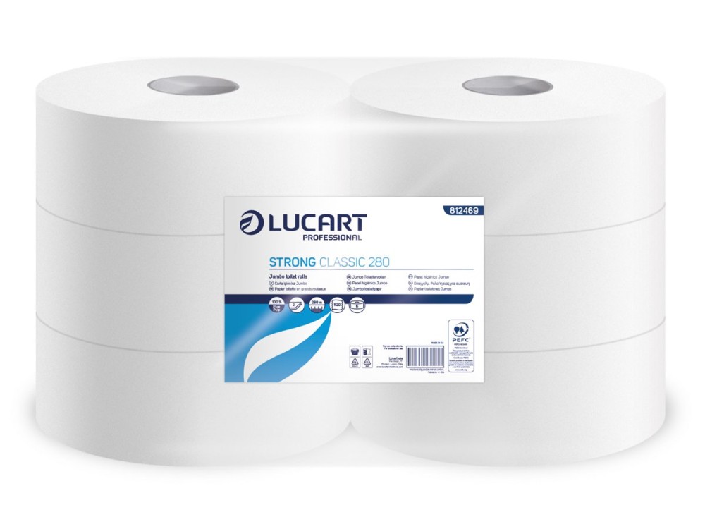 Carta Igienica Jumbo 280, 100% Pura Cellulosa, 6 Rotoli 0681059