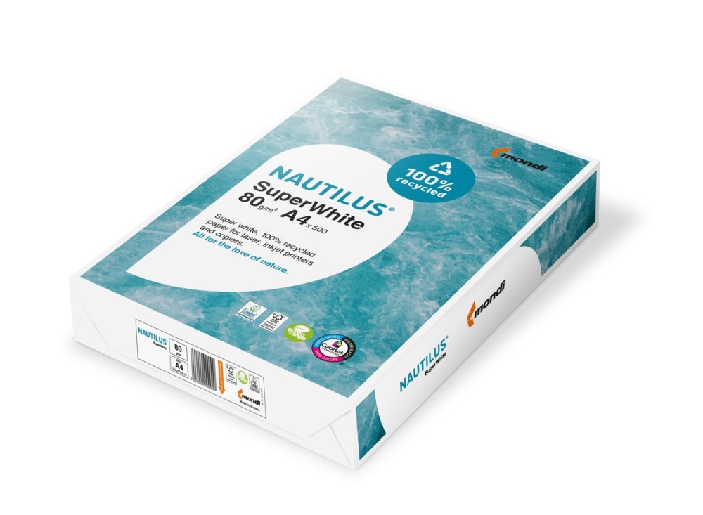Carta Nautilus Superwhite per Fotocopie, Stampanti,  A4, 80 g, 500 Fogli