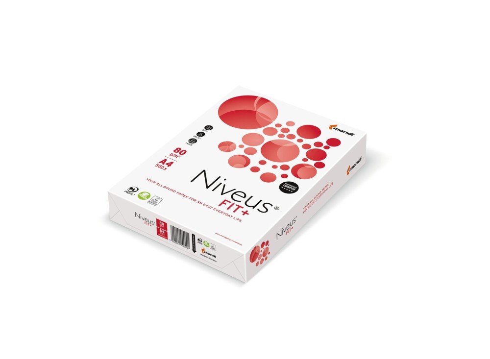 Carta Niveus Fit+ per Fotocopie, Stampanti, A4 e A3, 80 g, 500 Fogli