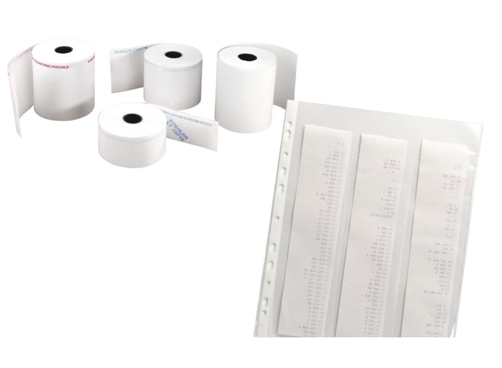 Carta Termica per Registratori di Cassa, in Rotoli, Senza Bisfenolo A, 48 g
