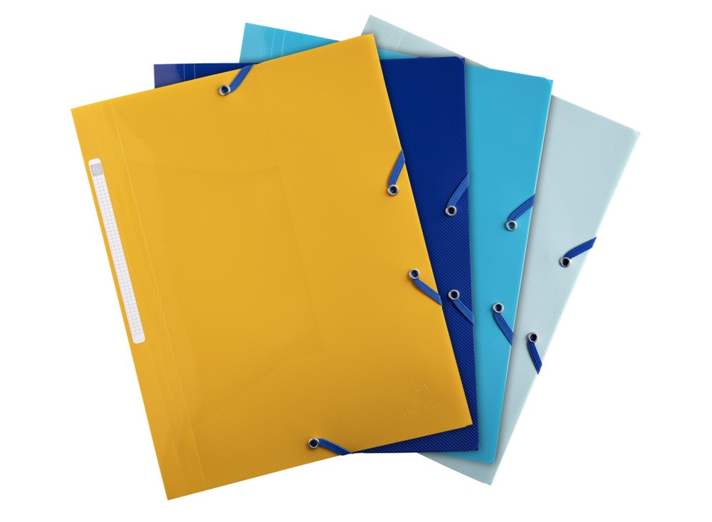 Cartella con Elastico Bee Blue, in Polipropilene Riciclato, 4 Colori Assortiti