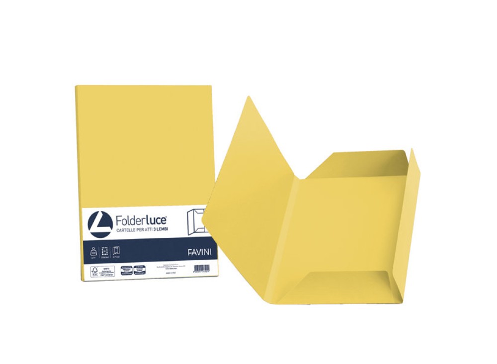 Cartelline 3 lembi 25x34,5 cm Favini Folderluce, 25 pezzi