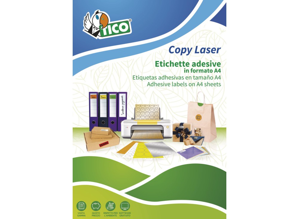 Copy Laser Etichette Autoadesive in Carta Bianca e Colorata Fluo, Disponibili Diversi Formati