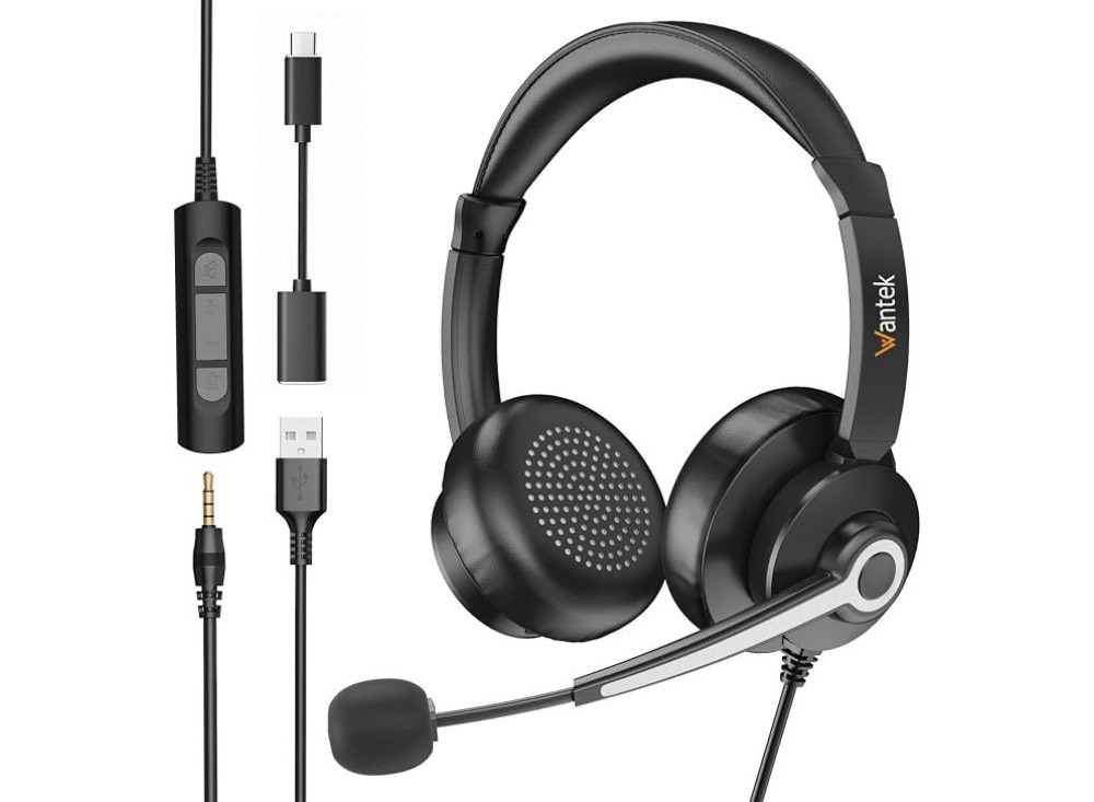 Cuffia con microfono USB-A, Tipo-C e jack Wantek 786usb