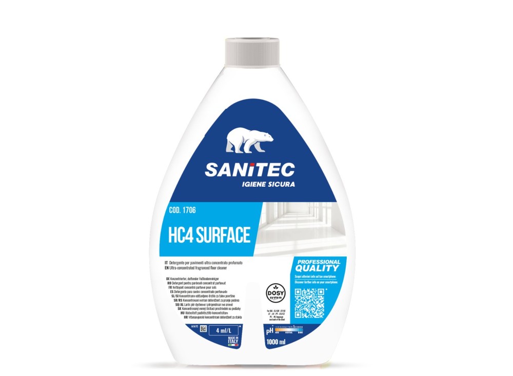 Detergente HC4 Surface per pavimenti ultra concentrato profumato, lt 1