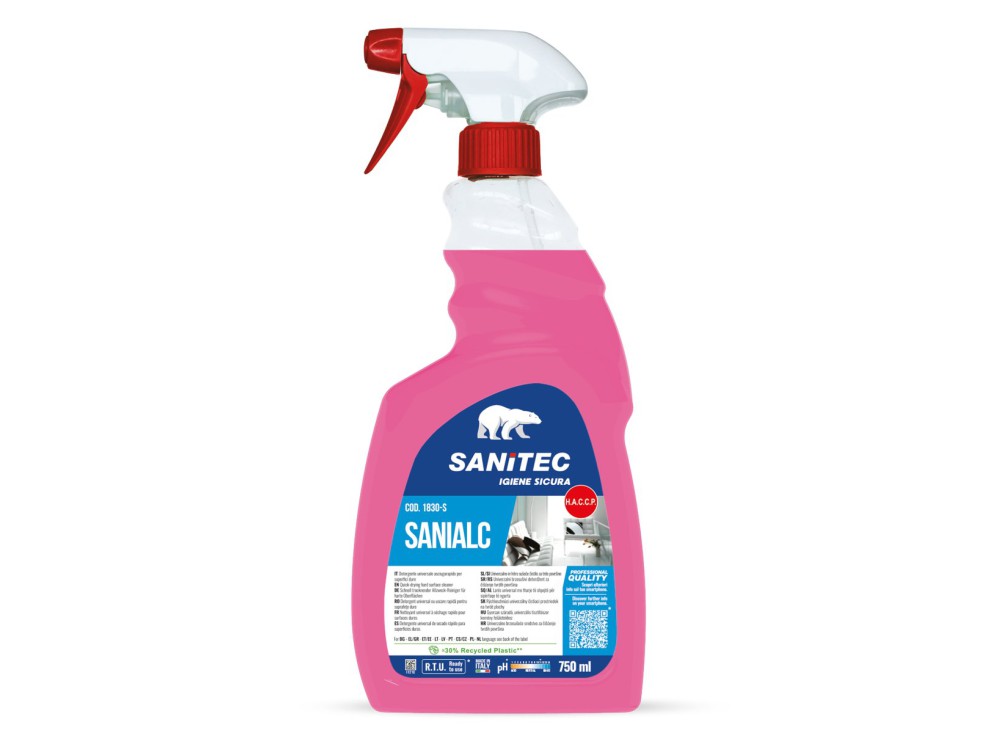 Detergente Sanialc, a Base Alcolica, Capacità 750 ml