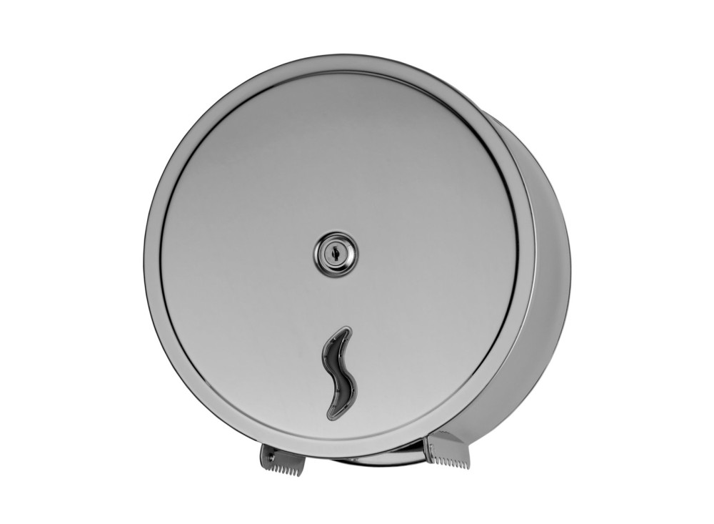 Dispenser per Rotolo Mini e Maxi Jumbo, in Acciaio Inox AISI 430 con Finitura Lucida