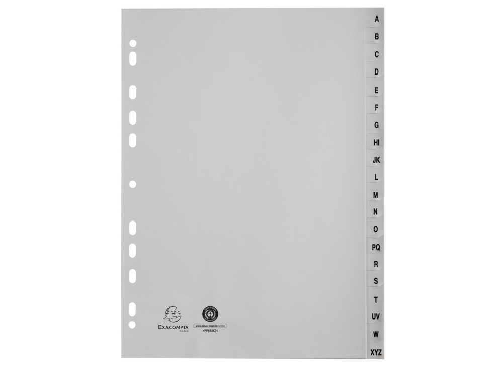 Divisori per Raccoglitori, in PPL Riciclato, A4, Grigi 0X9722 0081360