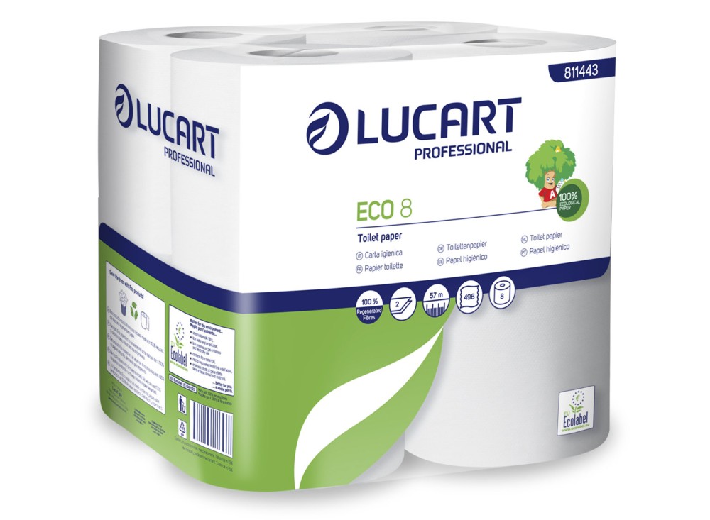 Eco Carta Igienica Maxi, 100% Carta Riciclata Rigenerata, 8 Rotoli