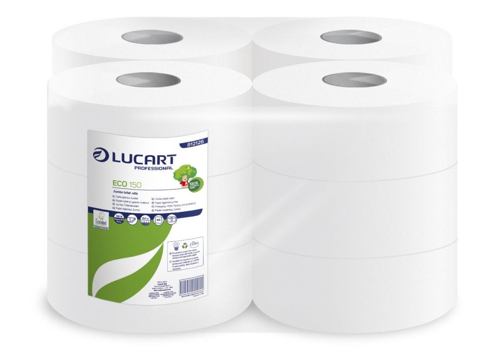 Eco Carta Igienica Mini Jumbo 150, 100% Carta Riciclata Rigenerata