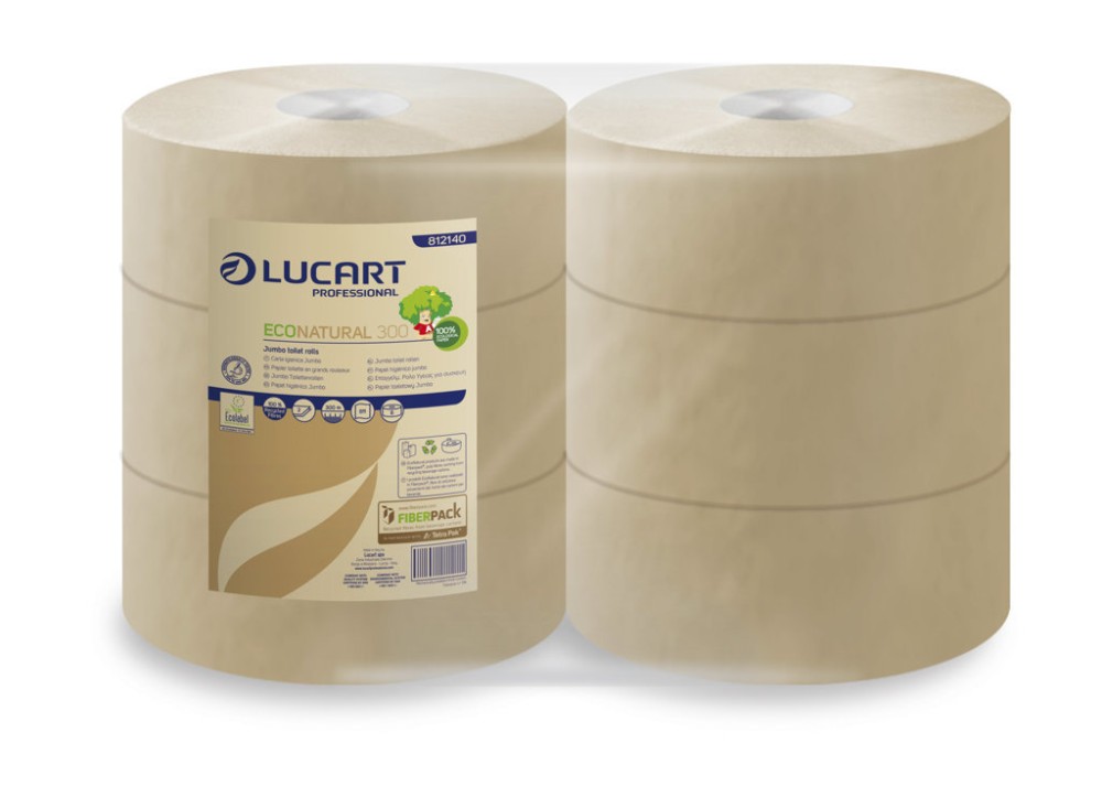 EcoNatural Carta Igienica Jumbo 300, 100% Carta Riciclata, 6 Rotoli