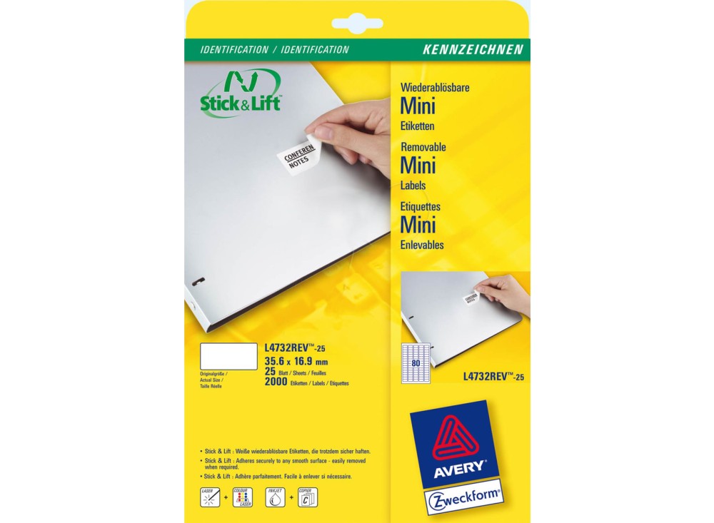 Etichette in Carta Bianca con Adesivo Rimovibile per Stampanti Laser ed InkJet EX10001566