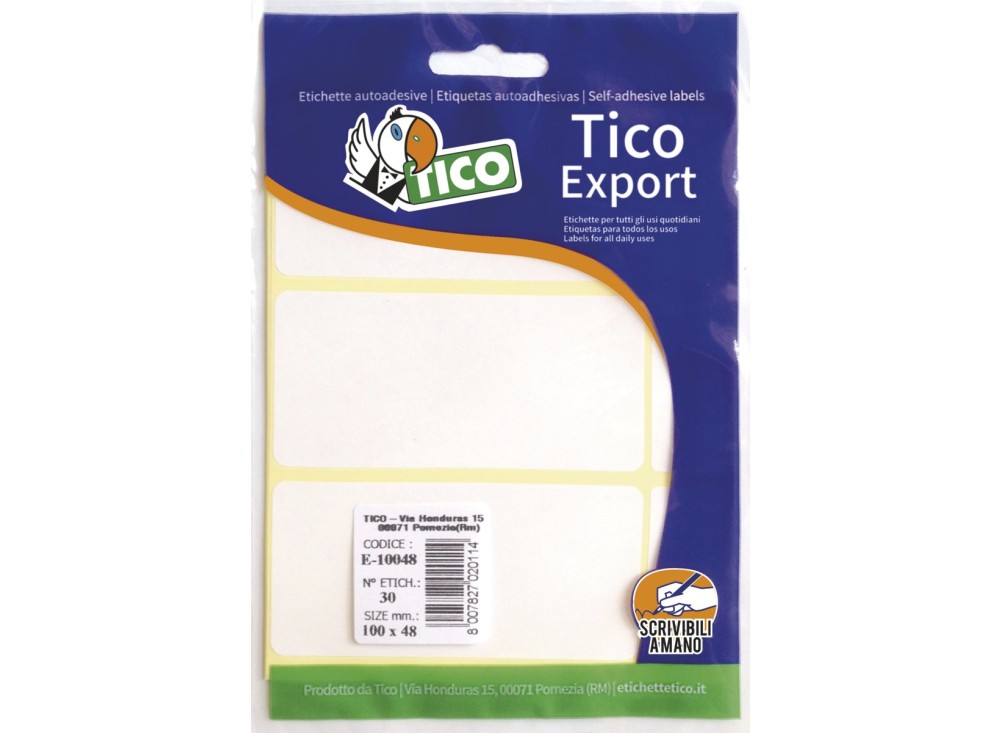 Export Etichette Adesive in Busta, Scrivibili a Mano, Disponibili Diversi Formati