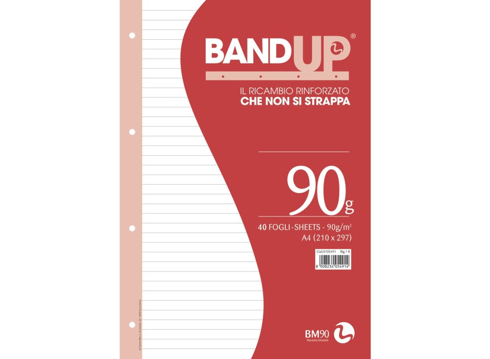 Fogli di Ricambio Rinforzati, A4, 40 Fogli, Quadretti / Righe 0833504