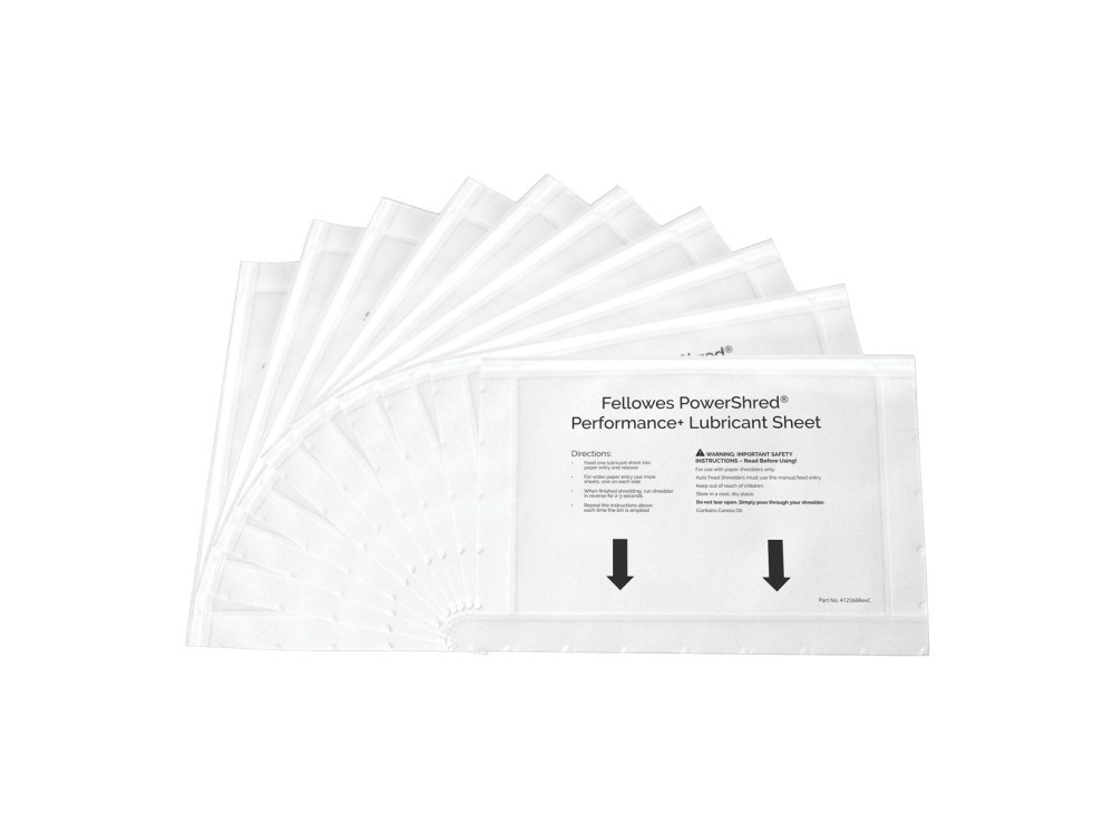 Fogli Lubrificanti Performance+ per Distruggidocumenti, Confezione da 10 Fogli