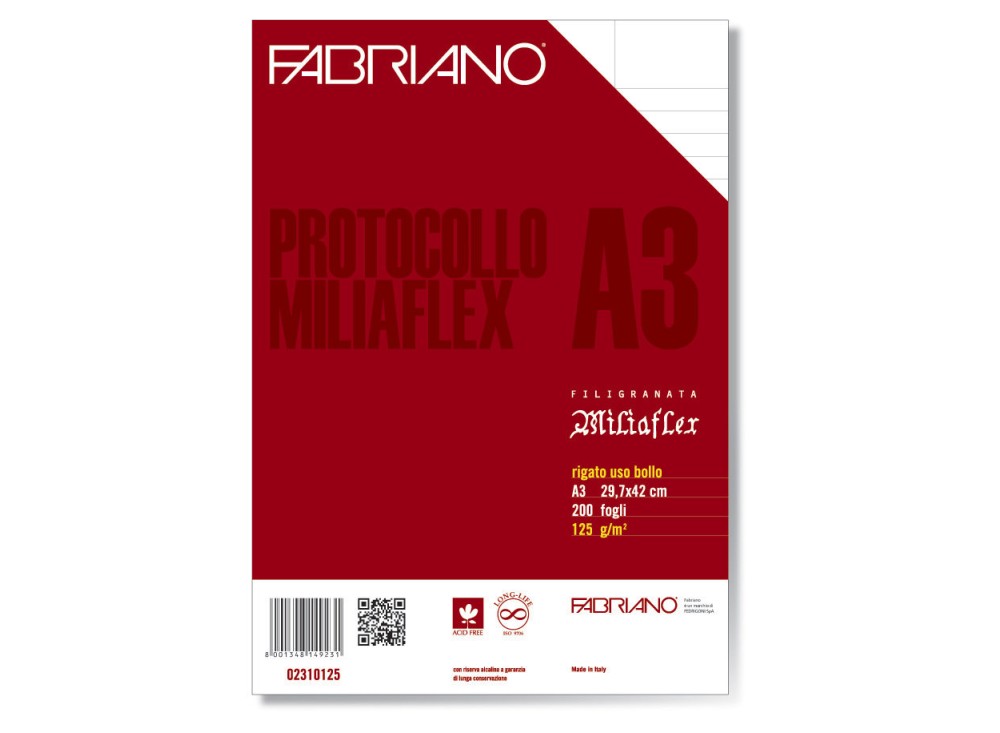 Fogli Protocollo Miliaflex,  2 Formati, 200 Fogli, 125 Gr 0822000