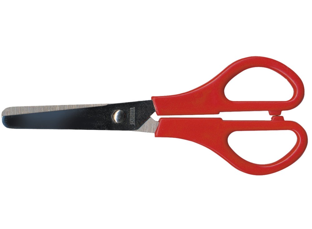 Forbici a Punta Tonda, con Impugnatura Rossa