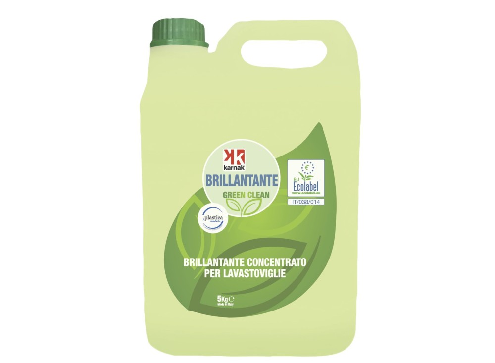 Green Clean Brillantante Ecolabel per Lavastoviglie, in Tanica da Kg 5
