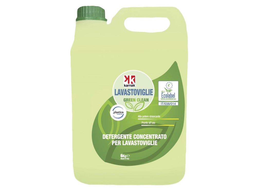 Green Clean Detergente Ecolabel per Lavastoviglie, in Tanica da kg 6