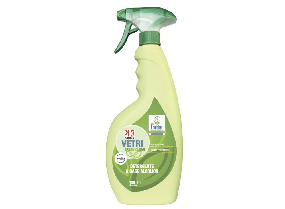 Green Clean Detergente Ecolabel per Vetri e Superfici, in Flacone Spray da ml 750