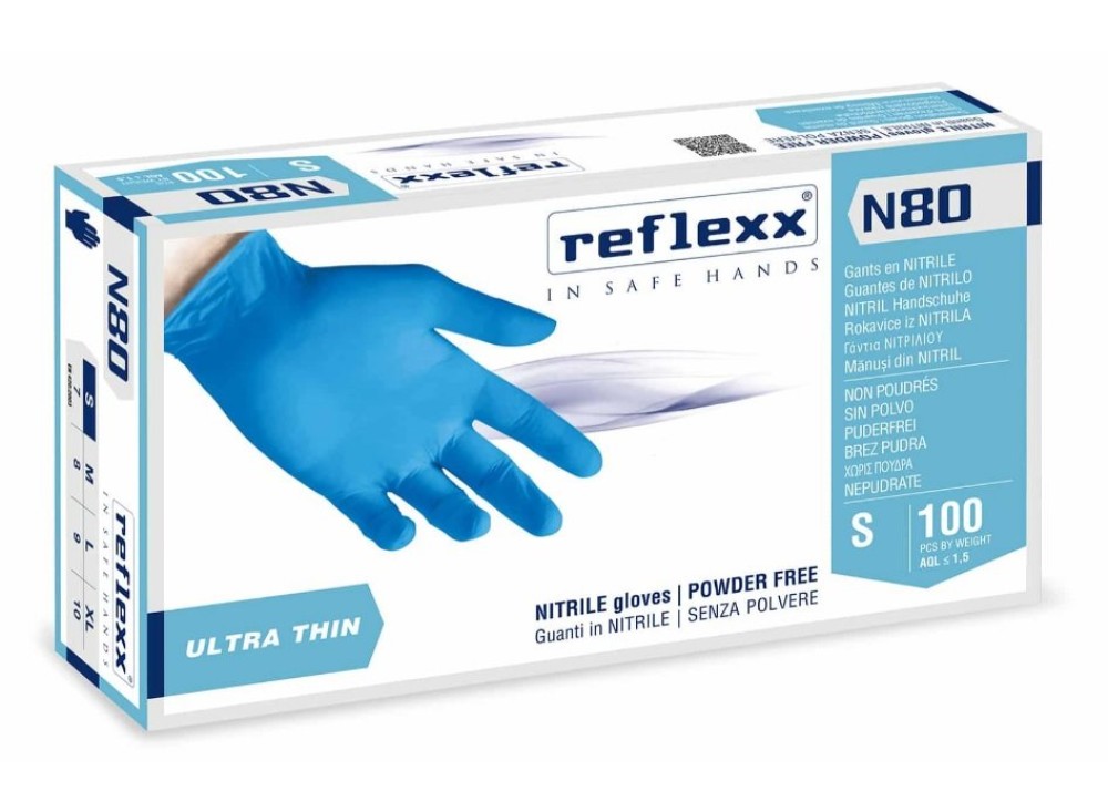 Guanti Monouso N80 in Nitrile Senza Polvere