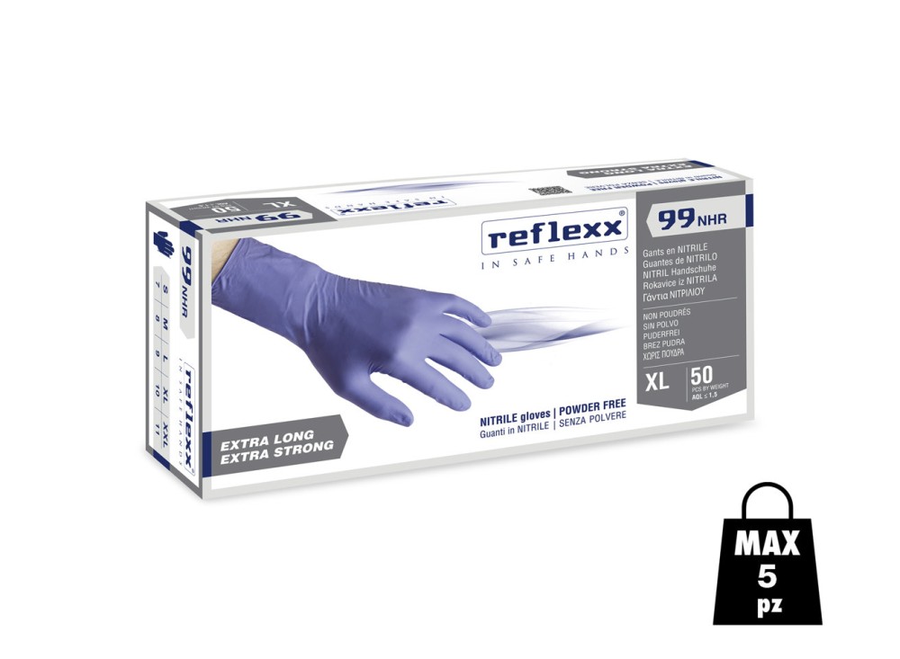 Guanti R99 in nitrile senza polvere - Cat III - Alta Resistenza