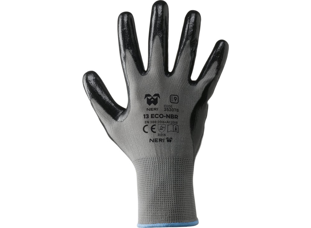 Guanto a Filo Continuo 100% Poliestere/Nitrile 13 Eco-Nbr Nero