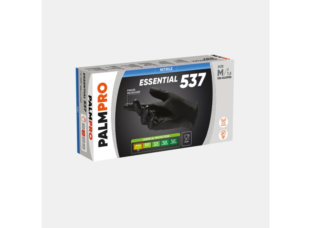 Guanto Monouso in Nitrile Nero PalmPro Essential 537
