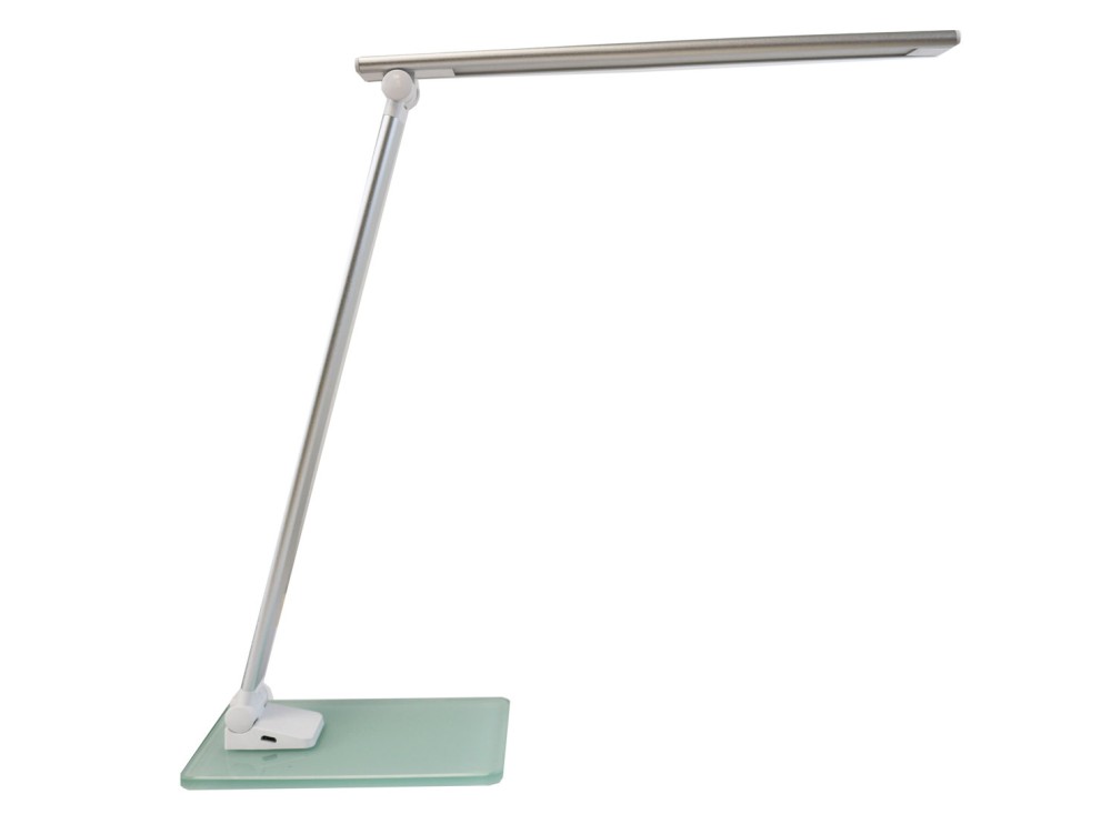 Lampada Led Popy, design Elegante con Base di Vetro, Collegabile Tramite Porta Usb al Pc, Dimmer a Sfioramento sulla bas