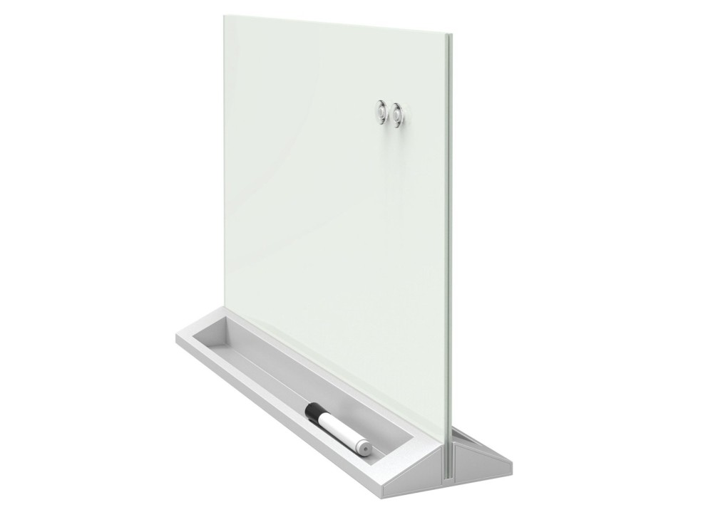 Lavagna da scrivania in vetro con supporto