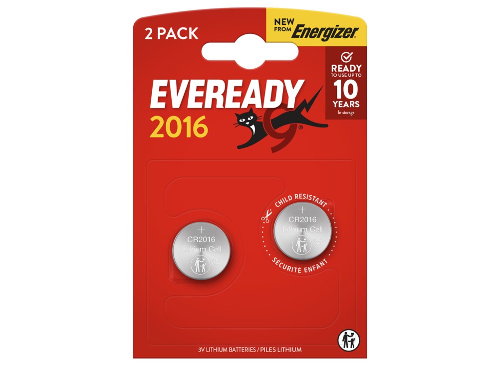 Micropila Energizer Eveready Lithium CR2016 3V a Pastiglia Blister 2pz