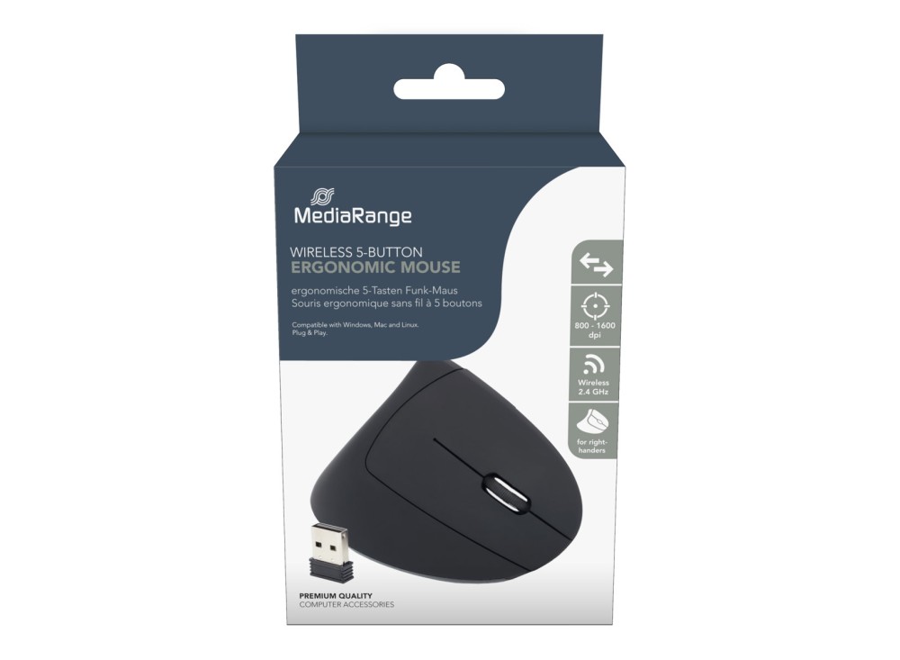 Mouse Ergonomico Dx Ottico 6 T + Scroll