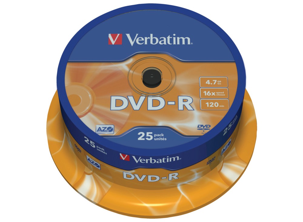 Pacchetto DVD-R e DVD+R, 4,7 Gb, 25 Pezzi a Spindle 0735140