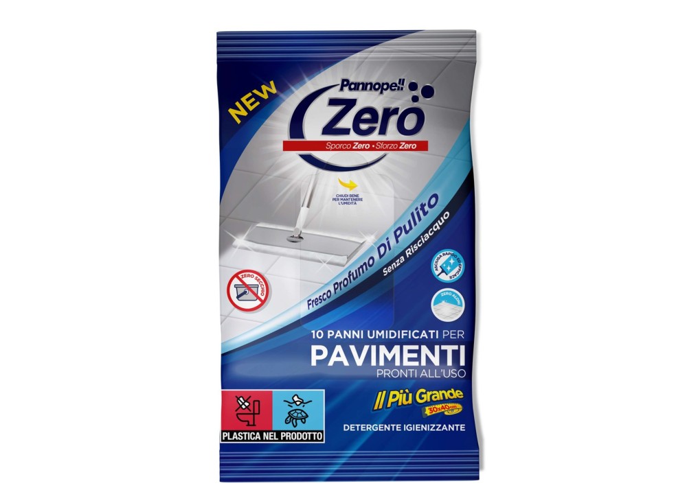 Panni Monouso Umidificati per Pavimenti Pannopell Zero, Confezione da 10