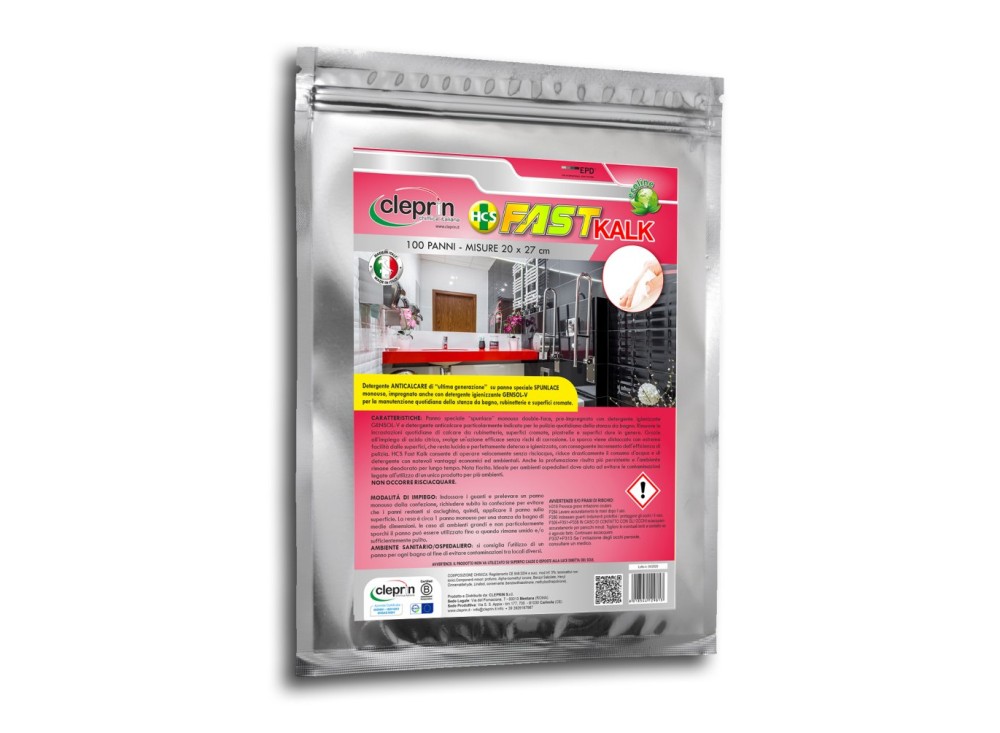 Panno Bagno Anticalcare Impregnato HCS FAST KALK , Confezione da 100 Pezzi